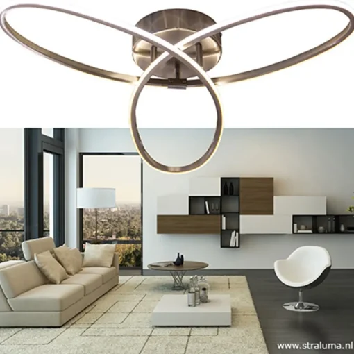 Moderne plafonnière nikkel met LED>Straluma Hot