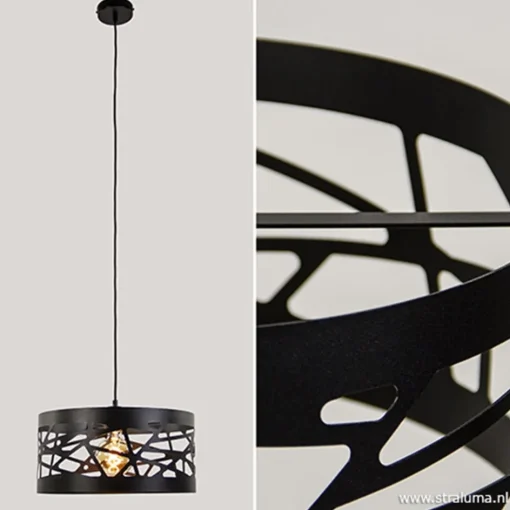 Moderne ronde hanglamp zwart metaal>Straluma Clearance