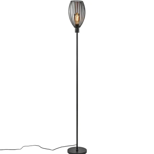 Moderne staande lamp met draad kap mat zwart>Straluma Clearance