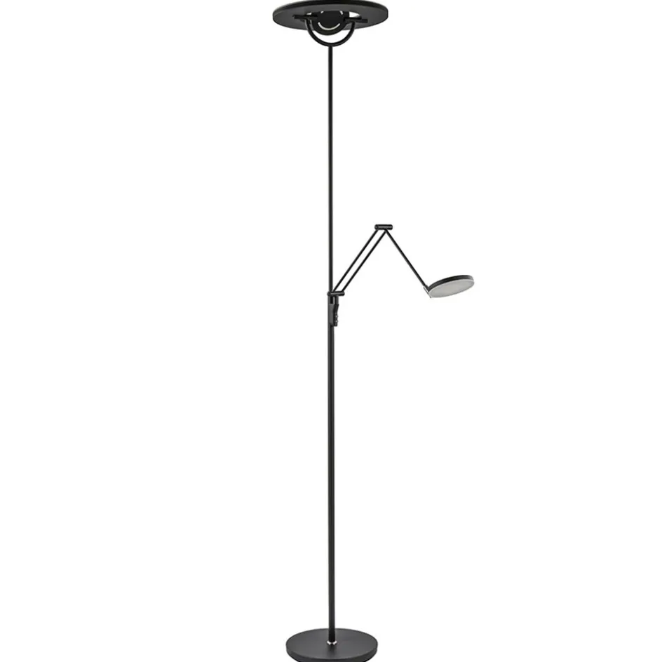 Moderne uplighter mat zwart met verstelbare leesarm>Straluma Sale