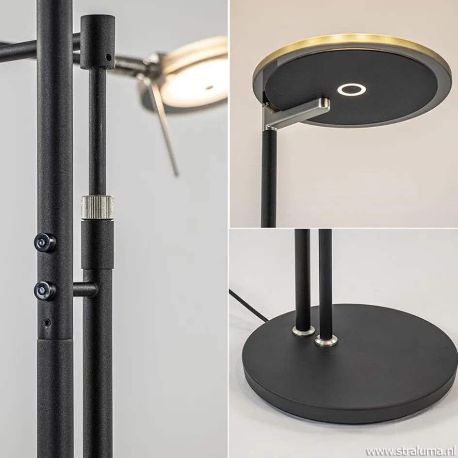 Moderne uplighter/leeslamp zwart met smoke glas>Straluma Online