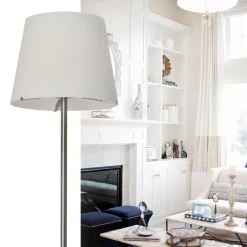 Moderne vloerlamp Calabro nikkel glas></noscript>Straluma New