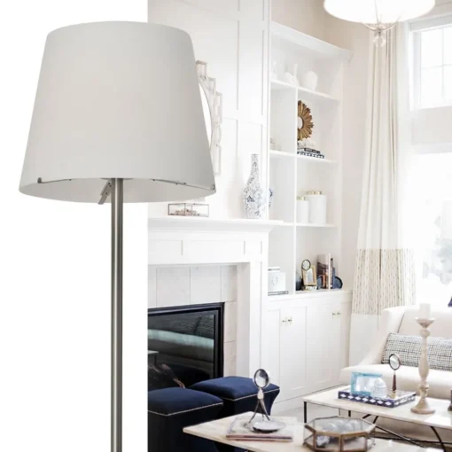 Moderne vloerlamp Calabro nikkel glas>Straluma New