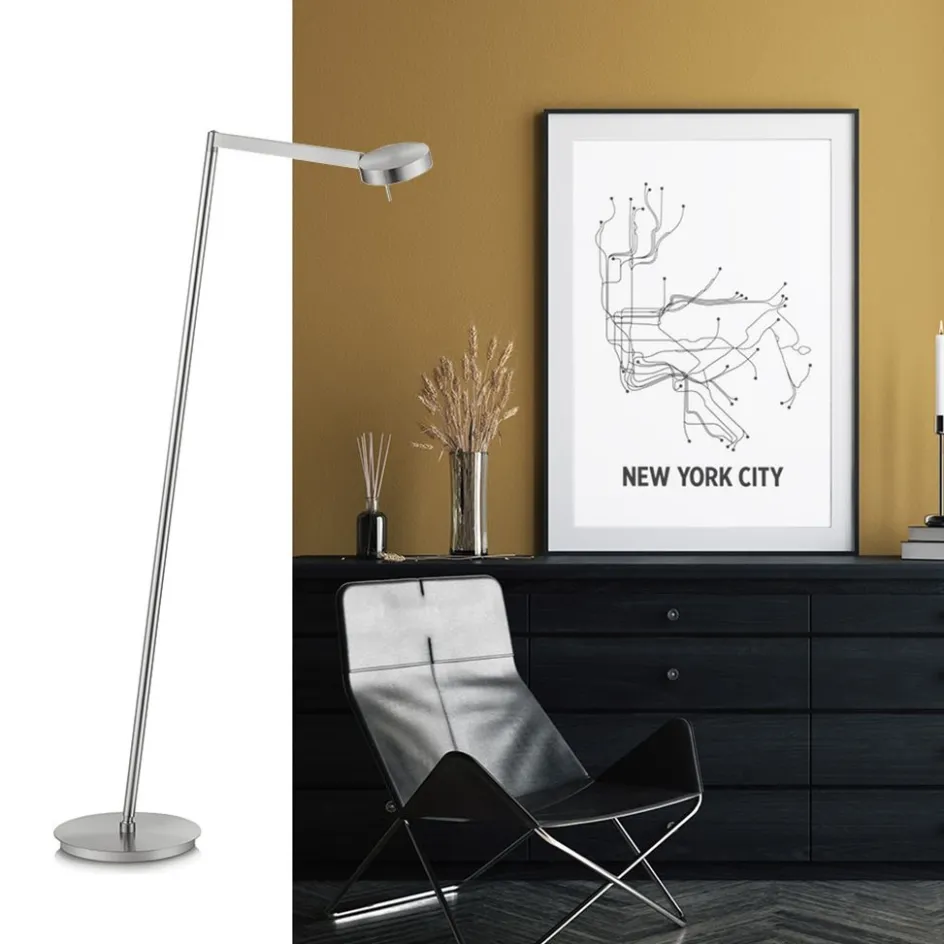 Moderne vloerlamp LED met touchdimmer - Nikkel>Straluma Sale