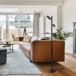 Moderne vloerlamp met verstelbare spots zwart/goud></noscript>Straluma Sale