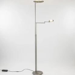 Moderne vloerlamp uplighter staal met smoke glas>Straluma Discount