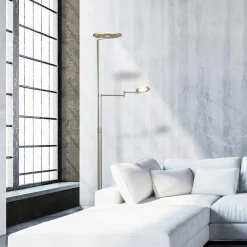 Moderne vloerlamp uplighter staal met smoke glas></noscript>Straluma Discount