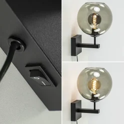 Moderne wandlamp met smoke glazen bol incl. snoer></noscript>Straluma