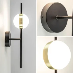 Moderne wandlamp zwart met witte bol incl LED></noscript>Straluma Best
