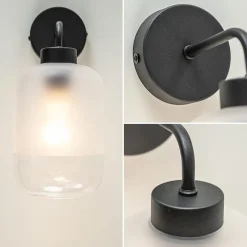 Moderne wandlamp zwart met helder/mat glas></noscript>Straluma Online