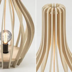 Naturel houten tafel/vloerlamp kegel met zwart></noscript>Straluma New