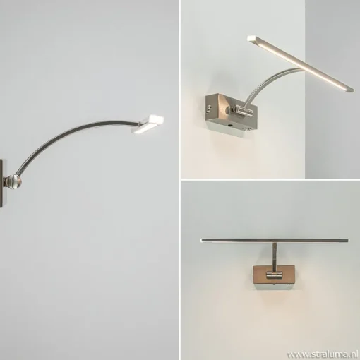 Nikkel LED wandlamp voor boven schilderij>Straluma Sale