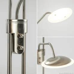 Nikkel vloerlamp met LED uplighter en leeslamp></noscript>Straluma Hot