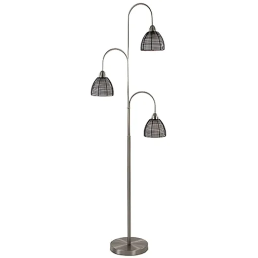 Nikkel vloerlamp met zwarte draad kapjes>Straluma New