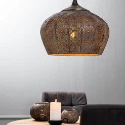 Oosterse hanglamp Emine bruin/goud metaal></noscript>Straluma Best