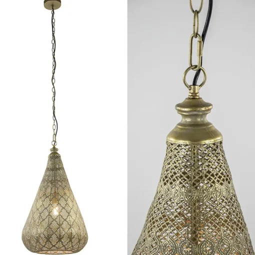 Oosterse hanglamp kegel goud groot>Straluma New