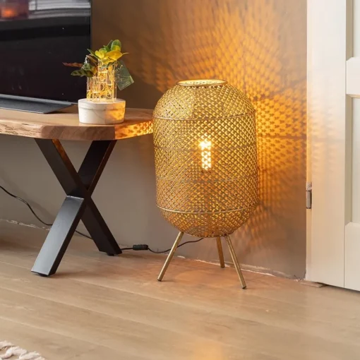 Oosterse vloer/tafellamp op pootjes goud>Straluma Discount