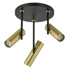 Opbouwspot 3-lichts cilinder zwart/brass>Straluma Hot