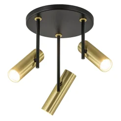 Opbouwspot 3-lichts cilinder zwart/brass>Straluma Hot