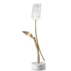 Oplaadbare LED tafellamp Tullip wit/goud>Straluma Discount