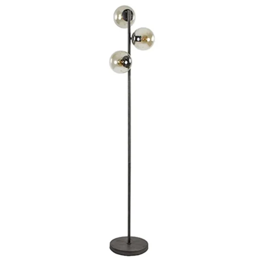 Oud zilveren vloerlamp met amber glas>Straluma Best