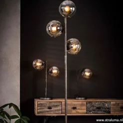 Oud zilveren vloerlamp met amber glas></noscript>Straluma Best