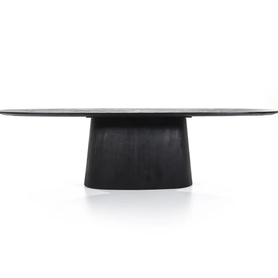 Ovale eettafel Aron 300x110 cm zwart mangohout>Straluma Online