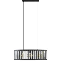 Ovale hanglamp mat zwart met facet geslepen glas>Straluma Hot