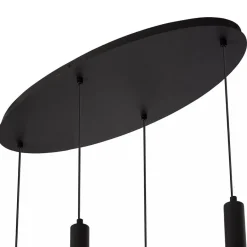Ovale 4-lichts hanglamp zwart met mat zwart glas><noscript><img width=