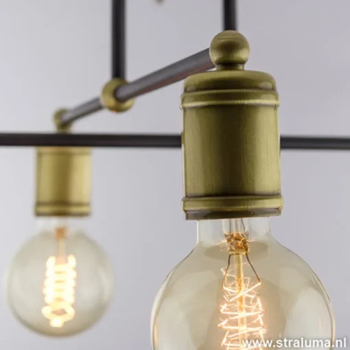 *Plafondlamp basic 4L e27 zwart/brons>Straluma Outlet