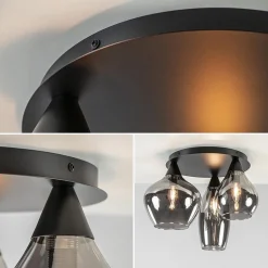 Plafondlamp Cambio 3L zwart + smoke glas></noscript>Straluma Outlet