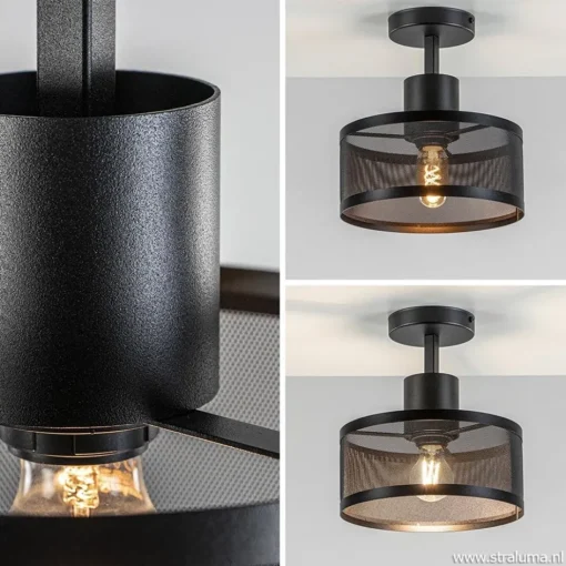 Plafondlamp cilinder geperforeerd zwart>Straluma Best