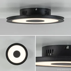 **Plafondlamp disc 26cm zwart 3-step dim>Straluma Outlet