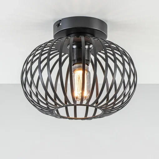 Plafondlamp donut klein draad zwart 25cm>Straluma
