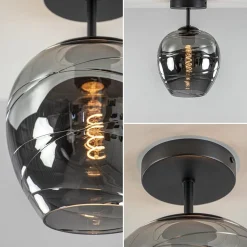 Plafondlamp Fantasy 1L zwart + smoke glas></noscript>Straluma New