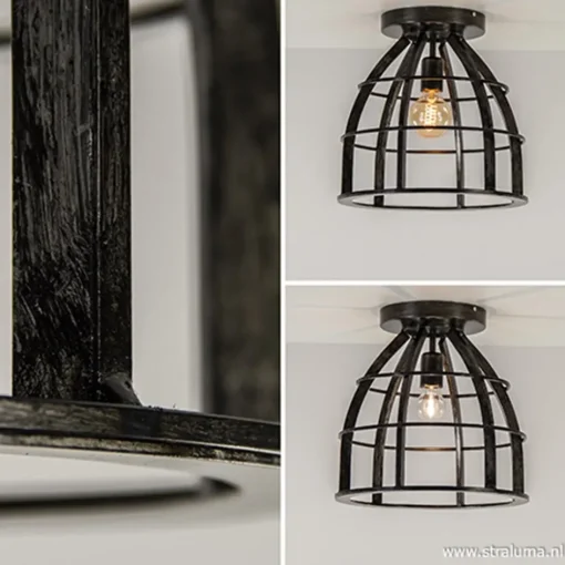 Plafondlamp frame zwart industrieel>Straluma Clearance