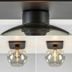 Plafondlamp Globe 25 vierkant zwart/smoke></noscript>Straluma Discount