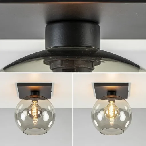 Plafondlamp Globe 25 vierkant zwart/smoke>Straluma Discount
