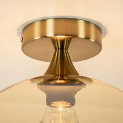 Plafondlamp goud met amber glazen bol 30 cm></noscript>Straluma Discount