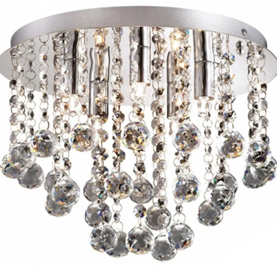 Plafondlamp kristal bollen + chroom 31cm>Straluma Clearance