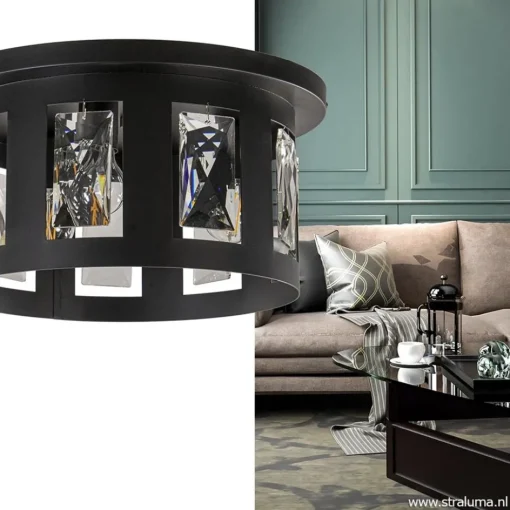 Plafondlamp Kristall Black met pegels>Straluma