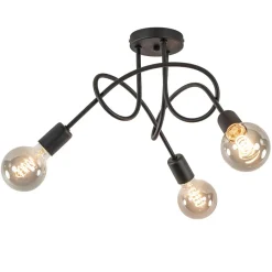 Plafondlamp Krul 3L zwart ex. e27 lb.>Straluma