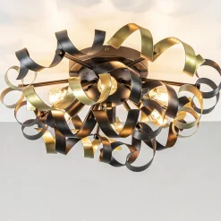 Plafondlamp Krul zwart/goud>Straluma