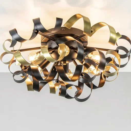 Plafondlamp Krul zwart/goud>Straluma