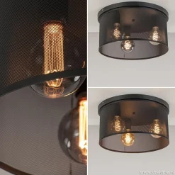 Plafondlamp 3L cilinder gaas zwart 44cm></noscript>Straluma Outlet