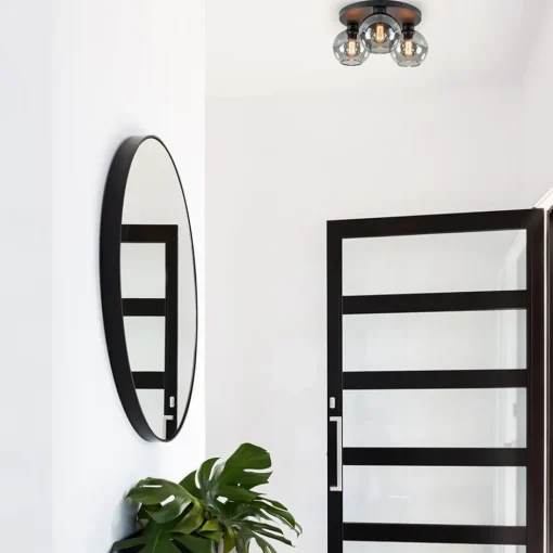 Plafondlamp 3L zwart  bolglas smoke>Straluma Outlet