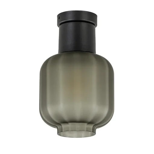Plafondlamp Lett zwart + smoke glas 20cm>Straluma New
