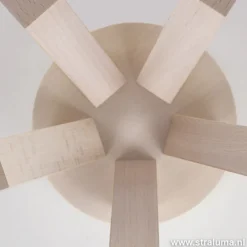 Plafondlamp 5-lichts hout/cilinderkap wit></noscript>Straluma New