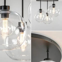 Plafondlamp 3-lichts zwart + helder glas 25cm></noscript>Straluma Hot