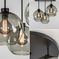 Plafondlamp 3-lichts zwart + smoke glas 25cm></noscript>Straluma Best